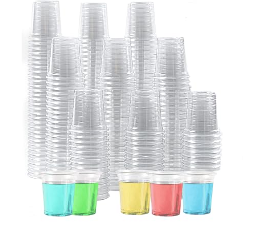 ASOENTIWOX 400 Stück Schnapsgläser Plastik, 20ml/2cl Plastikbecher Shotgläser Wiederverwendbarer, Transparente Schnaps Shot Becher für Party, Hochzeiten, Festivals, Geschäfte Aktivitäten von ASOENTIWOX