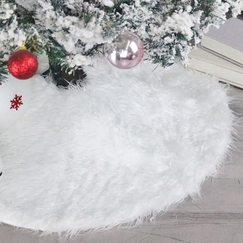 Weihnachtsbaum Decke, Christbaumdecke Ø 90cm, Tannenbaum Decke Rund, Weihnachtsbaumschmuck, Kunstfell ist Weich Christmas Tree Skirt, Christbaumschmuck Baumdecke Weihnachtsbaum Rock von ASOENTIWOX