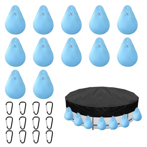 ASOFTY 12 Stück Pool Wandtaschen, 34.5 x 24 cm Poolabdeckung Gewichte Wasserbeutel mit 8 Haken, Wasserbeutel Für Schwimmbäder, Winter Pool Hängetasche für Poolabdeckung von ASOFTY