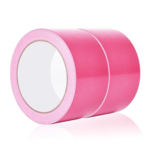 ASOFTY 2 Rollen Gaffer Tape, 50mm x 20m Bunt Gaffer-Band, Klebeband mit Starker Klebkraft, Panzerband, Duct Tape, Gewebe-Klebeband für Reparaturen Industrielle (Rosa) von ASOFTY