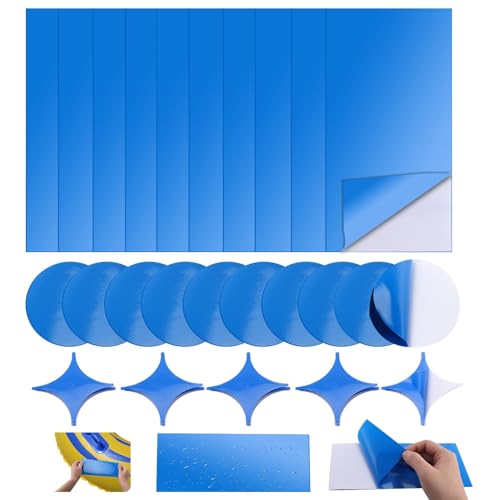ASOFTY 25 Stück Selbstklebende Reparaturflicken Pool, PVC Pool Reparaturset, Selbstklebend Reparatur Pool Flicken, Unterwasser Pool Patches für Aufblasbaren Pool, Wasserbett, Schwimmring (Blau) von ASOFTY