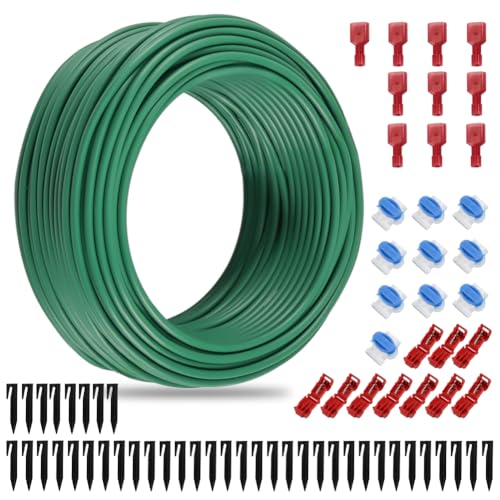 ASOFTY 50M Begrenzungskabel Mähroboter mit 40 Erdnägel, 10 Kabelverbinder und 10 Anschlussklemmen, Ø2,7mm Universal Begrenzungsdraht für Mähroboter, Rasenmäher Draht, Rasenroboter Zubehör von ASOFTY