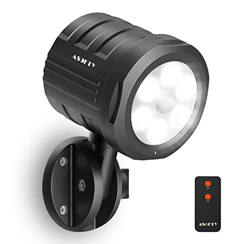 Bewegungsmelder Aussen Batterie Strahler mit Fernbedienung, ASOFTY 6 LED Drahtlose Batteriebetrieben 1000LM Spot Lampen, IP65 Wasserdicht Sicherheit Lamp Garten Garage Innen Außen von ASOFTY