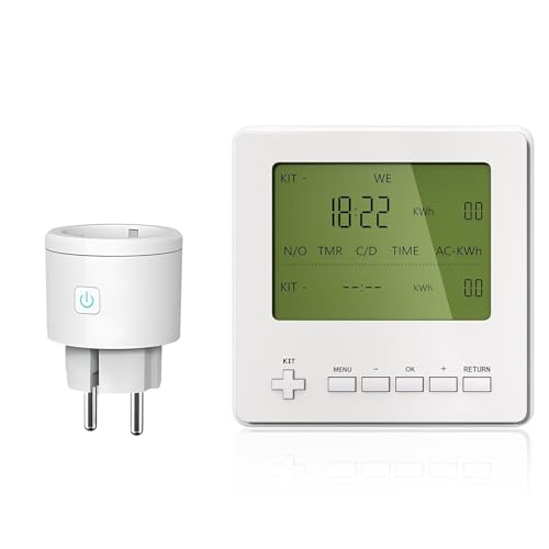 Funk Zeitschaltuhr Digital, ASOFTY Zeitschaltuhr Steckdose mit LCD-Display, Täglich/Wöchentlich Programmierbar Timer Steckdose für Haushaltsgeräte, Countdown, Strommessung von ASOFTY