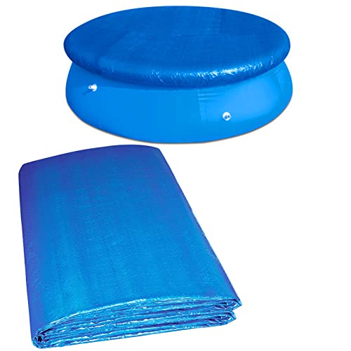 Poolabdeckung Rund 244cm mit Festes Seil, ASOFTY Pool Abdeckplane Schutzplane, Staub- und Laubabweisend, UV-stabil, Einfach zu Verwenden für Plane Garten Pool von ASOFTY