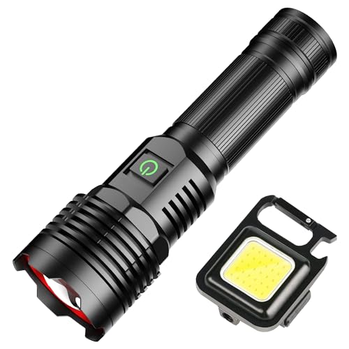 【Extremweitschuss 3km】 ASORT led Taschenlampe 30000Lumen, Type-C Aufladbar Taktische Taschenlampen Extrem Hell, 5 Lichtmodi, Wasserdicht, für Camping Wandern Notfälle (1 * 26650Akku) von ASORT