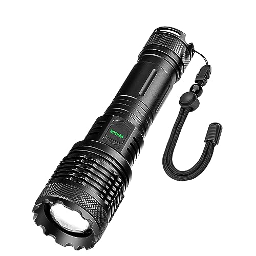 ASORT LED Taschenlampe 25000Lumen, USB Aufladbar, zoombar Taktische Taschenlampen, 3-Modus und 5-Modus-Dimmen, IPX67 Wasserdicht für Outdoor Camping Wandern Notfälle (1 * 26650 Akku) von ASORT