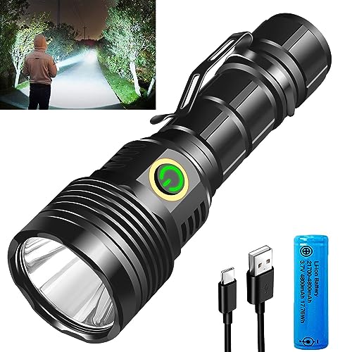 Taschenlampe Led 30000 Lumen Extrem Hell, Aufladbar mini led starke flashlight, LUMINUS SST40 LED, IPX67 Wasserdicht, 5 Lichtmodi, stufenloses Dimmen für Camping Wandern Notfälle(21700 Akku) von ASORT