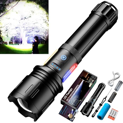 ASORT LED taschenlampe extrem hell, Mit 2 COB-Lampe, Taktische Licht 9 Lichtmodi, Memory-Modus, USB aufladbar taschenlampe，IPX6 Wasserdicht, für Camping, Wandern, Angeln, Outdoor, Notfäll von ASORT