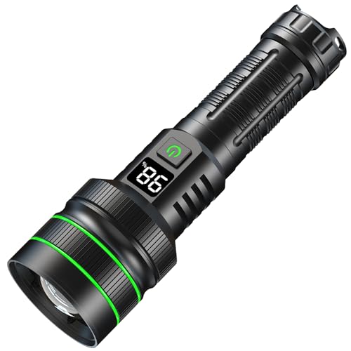 ASORT led taschenlampe extrem hell 200000 Lumen, USB-aufladbar，Mit LCD Display, 6 modi, IPX67 wasserdicht, 3KM Bestrahlungsentfernung, supergroße Blende zoombare für Outdoor Notfälle (26650 Auuk) von ASORT