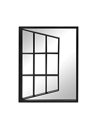 ASPECT Gartenspiegel mit offenem Fenster, Metallfenster, schwarz, 58 (B) x 2,5 (T) x 80 (H) cm von ASPECT