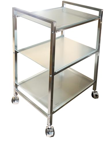 ASPECT Indigo Servierwagen aus Glas, rechteckig, für Badezimmer, Küche, Zuhause und Büro, mattiertes Weiß, 40(W) X30(D) x74(H) cm von ASPECT