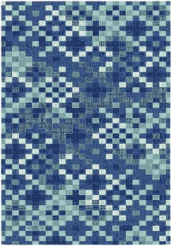 ASPECT Lavendel Fractals Vintage Geometrisches Karomuster Flächenteppich, Polyester, Blau, 120 x 170 cm von ASPECT