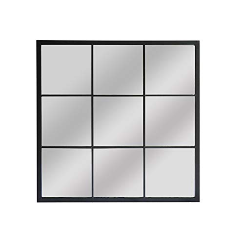 ASPECT M38BK quadratischer Fensterscheibenspiegel, Metall, 90 x 2,5 x 90 cm, Schwarz von ASPECT