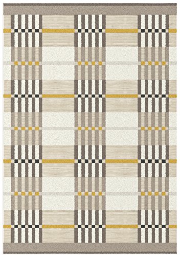 ASPECT Golden Cascade Teppich, geometrisches Karomuster, Polypropylen, Senf/Grau/Creme/Beige, 120 x 170 cm von ASPECT