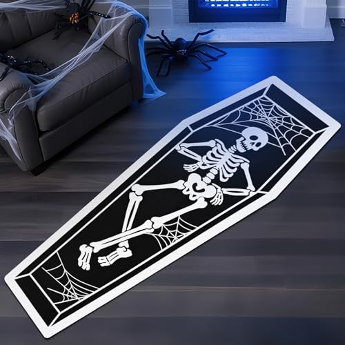 ASPMIZ Halloween-Teppich, Sarg-Skelett, Spinnennetz, Küchenläufer für Flur, waschbar, rutschfest, Halloween-Küchenmatte für Badezimmer, Halloween-Dekorationen, Innenbereich, 48,3 x 150,9 cm ASPMIZ Halloween-Teppich, Sarg-Skelett, Spinnennetz, Küchenläufer für Flur, waschbar, rutschfest, Halloween-Küchenmatte für Badezimmer, Halloween-Dekorationen, Innenbereich, 48,3 x 150,9 cm von ASPMIZ