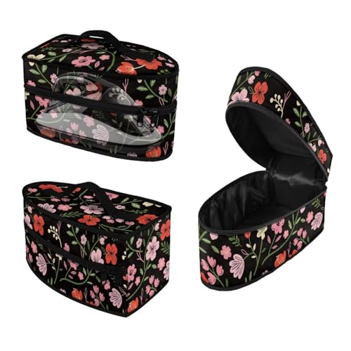 ASQVTIFE Aufbewahrungstasche für Dampfbügeleisen, mit Blumenmuster, mit Reißverschluss, leicht zu reinigen, Rosa von ASQVTIFE