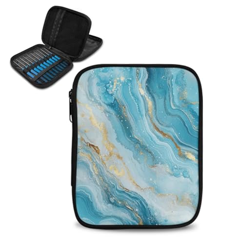 ASQVTIFE Häkelnadeletui mit Reißverschluss und Netztaschen, Marmor-Häkelzubehör und Gadgets, Aufbewahrungstasche für Stricknadeln, mit Reißverschluss, Weiß / Blau ASQVTIFE Häkelnadeletui mit Reißverschluss und Netztaschen, Marmor-Häkelzubehör und Gadgets, Aufbewahrungstasche für Stricknadeln, mit Reißverschluss, Weiß / Blau von ASQVTIFE
