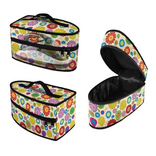 ASQVTIFE Hippie Blumen Eisen Aufbewahrungstasche Reise Eisen Tragen Organizer Herz Dampf Bunte Eisen Aufbewahrungstasche mit Reißverschluss Griff Kleidungsstück Dampf Faltbare Bügelabdeckung Box von ASQVTIFE