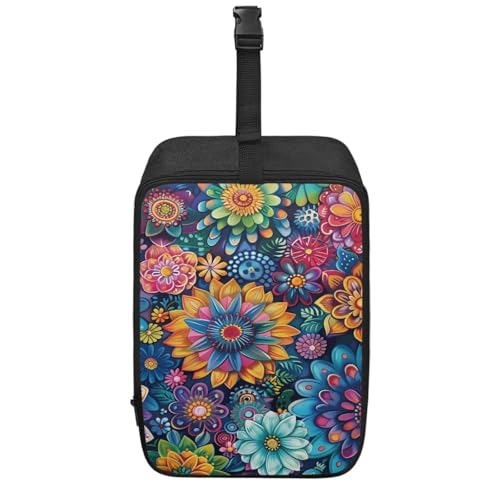 ASQVTIFE Hippie-Lotus-Dampfgarer-Aufbewahrungstasche, staubdicht, leicht, Blumen, Reise-Aufbewahrungsbox, bunt, Hippie-Lotus-Dampfgarer, Aufbewahrungstasche mit Griff, Reißverschluss, Eisenzubehör von ASQVTIFE