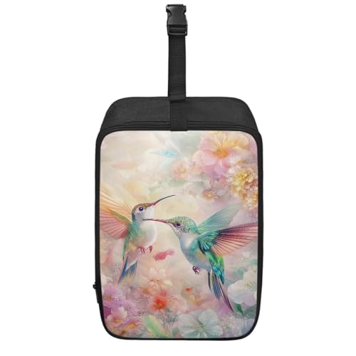 ASQVTIFE Kolibri-Blumen-Dampfgarer-Aufbewahrungstasche mit Griff, Reißverschluss, Reiseetui, Eisen-Zubehör, rosa Handdampf-Aufbewahrungstasche, Organizer-Box für Reisekleidung, Dampf, leicht zu von ASQVTIFE