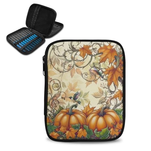ASQVTIFE Kürbis-Häkelnadeletui für verschiedene Häkelnadeln, Herbstdekoration, Kürbis-Organizer für Häkelnadeln und Strickzubehör, Thanksgiving-Dekoration, Nadelhalter von ASQVTIFE