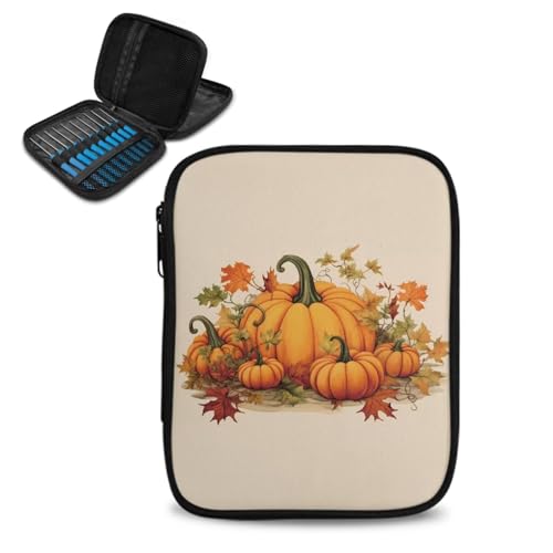 ASQVTIFE Kürbis-Häkelnadeletui mit Reißverschluss und Netztaschen, Herbstdekorationen für Zuhause, Kürbis-Häkelnadel-Organizer, Garntaschen zum Häkeln unterwegs, tragbares Stricknadeletui ASQVTIFE Kürbis-Häkelnadeletui mit Reißverschluss und Netztaschen, Herbstdekorationen für Zuhause, Kürbis-Häkelnadel-Organizer, Garntaschen zum Häkeln unterwegs, tragbares Stricknadeletui von ASQVTIFE