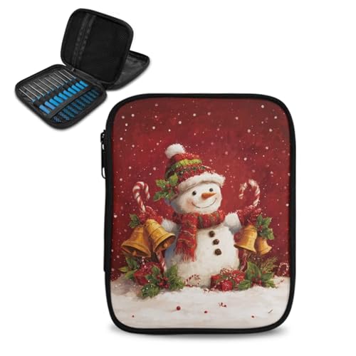 ASQVTIFE Schneemann-Häkelnadel-Organizer für Strickzubehör, Weihnachtsdekorationen, Schneemann-Häkelnadel-Organizer mit Reißverschluss und Netztaschen, Garnaufbewahrung, Organizer, tragbare ASQVTIFE Schneemann-Häkelnadel-Organizer für Strickzubehör, Weihnachtsdekorationen, Schneemann-Häkelnadel-Organizer mit Reißverschluss und Netztaschen, Garnaufbewahrung, Organizer, tragbare von ASQVTIFE