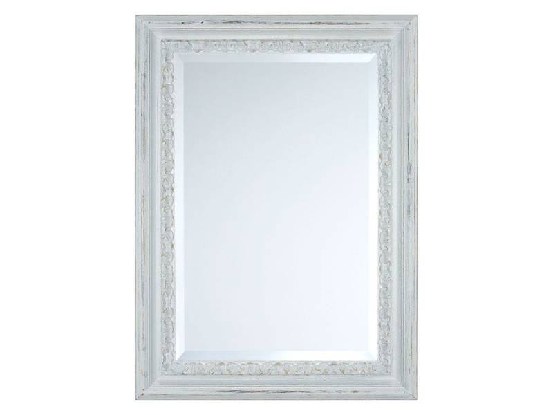 ASR Rahmendesign Wandspiegel Esnandes, 56x76 cm, Shabby Weiß, Retro-Stil, Retro-Rahmen mit Patina und Facettenspiegel von ASR Rahmendesign