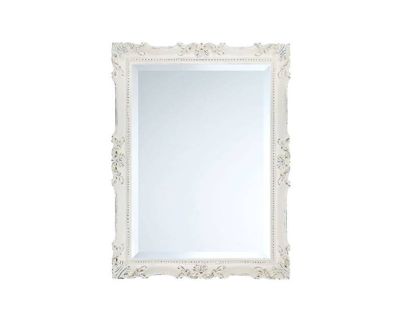 ASR Rahmendesign Wandspiegel Provence – Barockspiegel, Leinenweiß, Facettenschliff, Barockrahmen mit Leinenweiß-Finish und Patina von ASR Rahmendesign