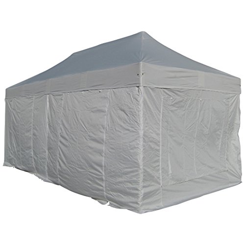 ALU Profi Faltzelt Pavillion Marktzelt Tent 4x8 Meter EXTRASTARK mit 50mm HEXAGONALFÜSSEN, 4Seitenteile mit Tasche, Transporttrolley von ASS
