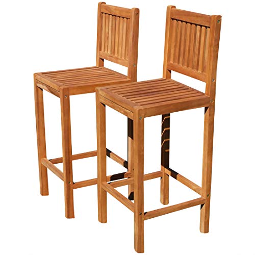 ASS 2Stück Teak Design Barhocker Barsessel Bistrohocker Bistrosessel Sessel Holzsessel Gartensessel Gartenmöbel Holz Modell: JAV-BIMA von von ASS