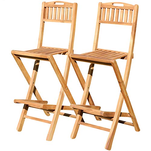 ALEOS. 2Stück Barhocker Bistrohocker Bistrosessel Barsessel Barstuhl klappbar echt Teak Holz BIMA-KLAPP von ASS