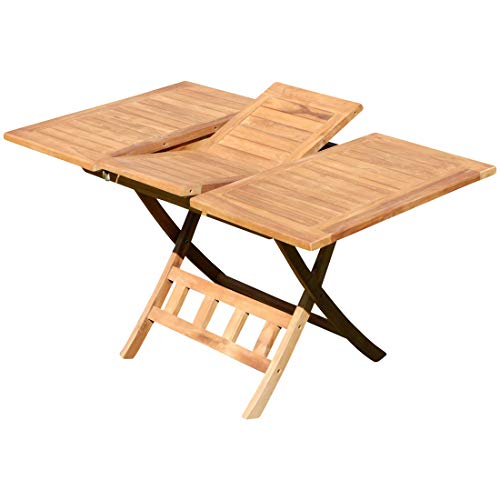 ASS ECHT Teak Holz Teaktisch Klapptisch Holztisch Gartentisch Garten Tisch in verschiedenen Größen zum Klappen von Größe:100-140x80cm von ASS