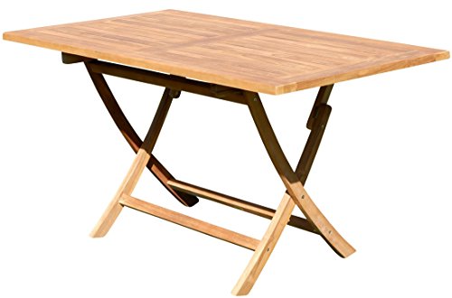 ASS ECHT Teak Holz Teaktisch Klapptisch Holztisch Gartentisch Garten Tisch in verschiedenen Größen zum Klappen von Größe:140x80cm von ASS