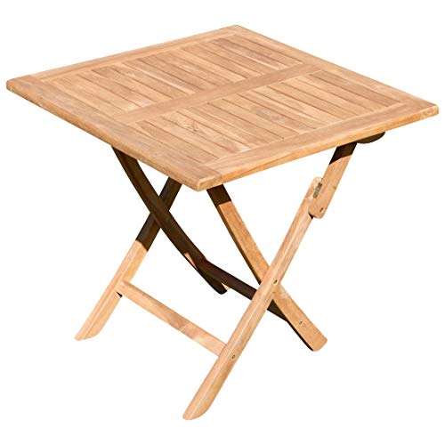 ASS ECHT Teak Holz Teaktisch Klapptisch Holztisch Gartentisch Garten Tisch in verschiedenen Größen zum Klappen von Größe:80x80cm von ASS