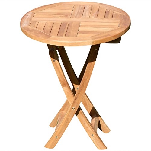 ASS ECHT Teak Holz Teaktisch Klapptisch Holztisch Gartentisch Garten Tisch in verschiedenen Größen zum Klappen von Größe:RUND Ø 60 cm von ASS
