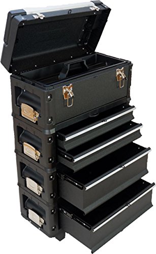 Metall Werkzeugtrolley XXL Serie 305 mit Schubladenverriegelung und Schloss von AS-S, Farbe:Schwarz+OBox Metall Werkzeugtrolley XXL Serie 305 mit Schubladenverriegelung und Schloss von AS-S, Farbe:Schwarz+OBox von ASS