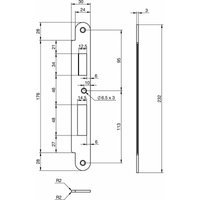 Assa Abloy - Schließblech ea 327 für Elektro-Mehrfachverriegelungsschlösser, 232x30x3 mm Assa Abloy - Schließblech ea 327 für Elektro-Mehrfachverriegelungsschlösser, 232x30x3 mm von ASSA ABLOY