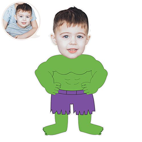 ASSIALL Personalisiertes Gesicht Mini Me Kissen Benutzerdefinierte Geformtes Fotokissen 3D Duplex Druck Sofa Auto Poly Baumwolle Dekokissen Plüsch Lustiges Geschenk (Hulk), 1 Stück (1er Pack) von ASSIALL