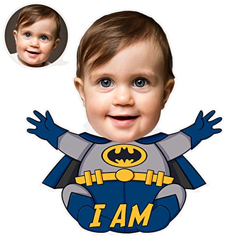 ASSIALL Personalisiertes Gesicht Mini Me Kissen Benutzerdefinierte Gesicht Geformtes Fotokissen 3D Duplex Druck Sofa Auto Poly Baumwolle Dekokissen Wohndeko Plüsch Lustiges Geschenk (Batman) von ASSIALL