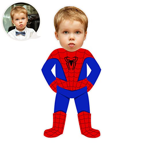 ASSIALL Personalisiertes Gesicht Mini Me Kissen Benutzerdefinierte Puppenförmige Fotokissen 3D Duplex Druck Sofa Auto Poly Baumwolle Dekokissen Home Ornament Plüschtier Geschenk (Spiderman), 20cm von ASSIALL