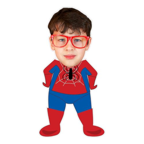 ASSIALL Personalisiertes Gesicht Mini Me Kissen Benutzerdefinierte Puppenförmige Fotokissen 3D Duplex Druck Sofa Auto Poly Baumwolle Dekokissen Home Ornament Plüschtier Geschenk (Spiderman), 20cm von ASSIALL