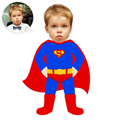 ASSIALL Personalisiertes Gesicht Mini Me Kissen Benutzerdefinierte Gesicht Geformtes Fotokissen 3D Duplex Druck Sofa Auto Poly Baumwolle Dekokissen Wohndeko Plüsch Lustiges Geschenk (Superman) von ASSIALL