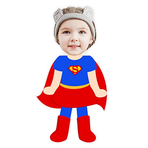 ASSIALL Personalisiertes Gesicht Mini Me Kissen Benutzerdefinierte Gesicht Geformtes Fotokissen 3D Duplex Druck Sofa Auto Poly Baumwolle Dekokissen Wohndeko Plüsch Lustiges Geschenk (Superman) von ASSIALL