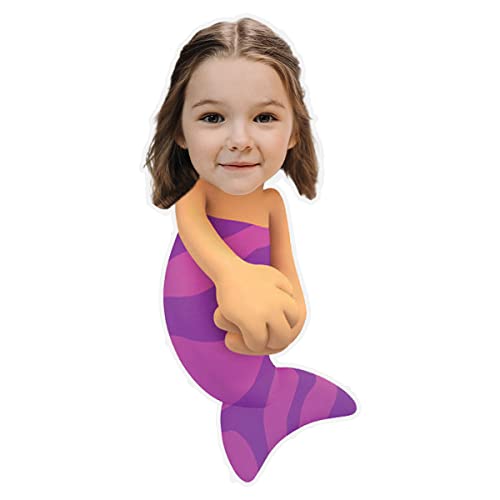 ASSIALL Personalisiertes Gesicht Mini Me Kissen Benutzerdefinierte Puppenförmige Fotokissen 3D Duplex Druck Sofa Auto Poly Baumwolle Dekokissen Home Ornament Plüschtier Geschenk, Mermaid, 40cm von ASSIALL