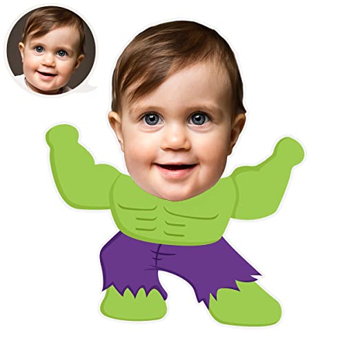 ASSIALL Personalisiertes Gesicht Mini Me Kissen Benutzerdefinierte Gesicht Geformtes Fotokissen 3D Duplex Druck Sofa Auto Poly Baumwolle Dekokissen Wohndeko Plüsch Lustiges Geschenk (Hulk) von ASSIALL