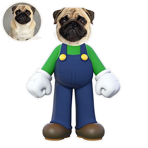 ASSIALL Personalisiertes Gesicht Mini Me Kissen Benutzerdefinierte Gesicht Puppenförmige Fotokissen 3D Duplex Druck Sofa Auto Poly Baumwolle Dekokissen Home Ornament Plüschtier Geschenk, Mario, 20cm von ASSIALL