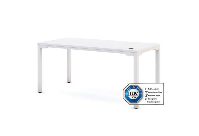 ASSMANN Büromöbel Schreibtisch Piacetta, 140x80cm Signalweiß Signalweiß höhenverstellbar Einfachhub Metall Holz von ASSMANN Büromöbel