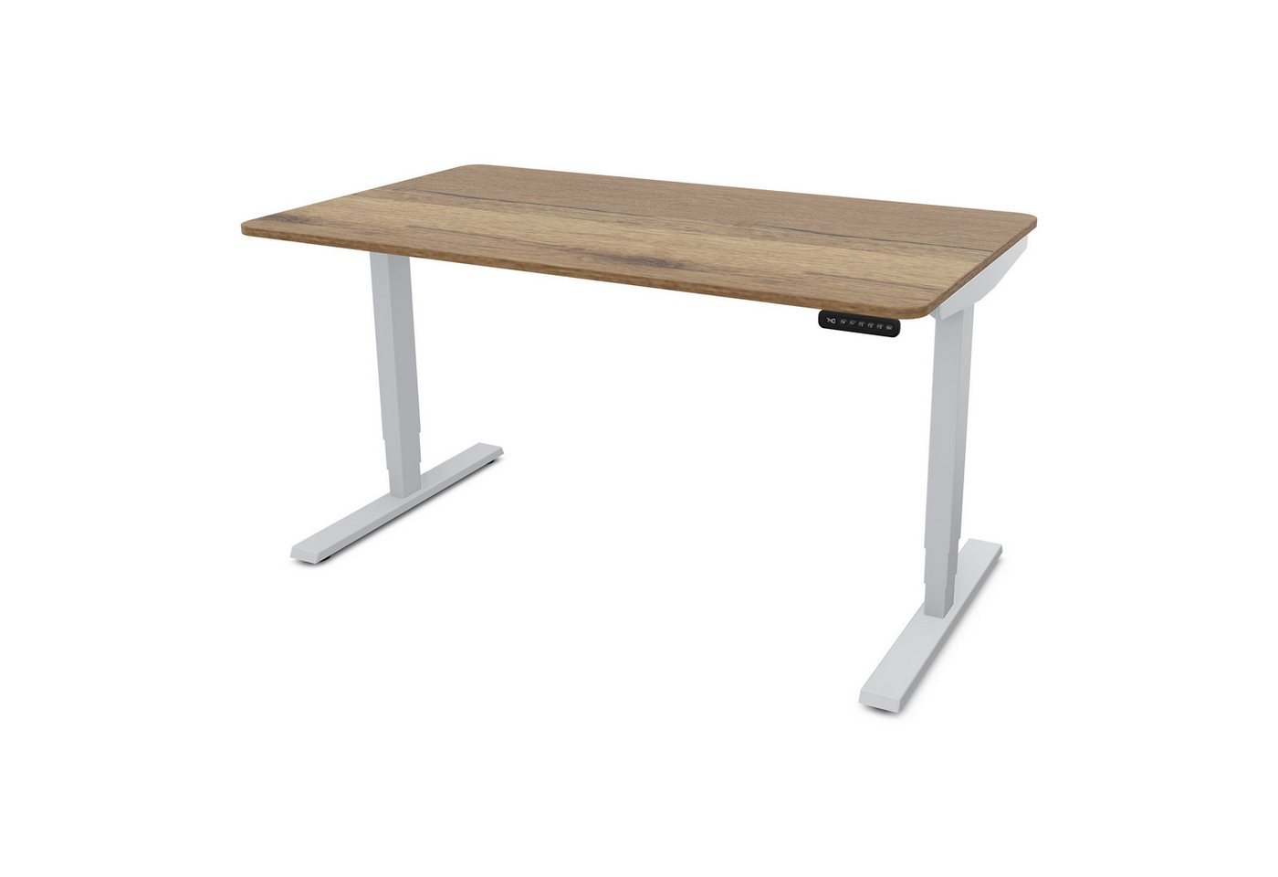 ASSMANN Büromöbel Schreibtisch Y-LINE Curved (120x70cm Silber Eiche Tabak elektrisch höhenverstellbar, Kindersicherung 2-fach-Motorik Doppelhub, einfache Montage, für Büro und Homeoffice), TÜV-zertifiziert, Blauer Engel, 5 Jahre Herstellergarantie von ASSMANN Büromöbel